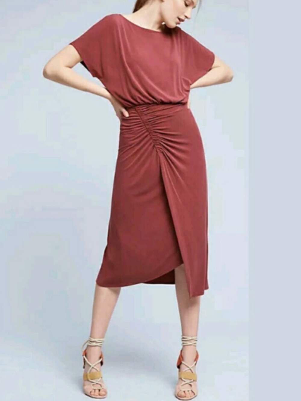 NWT Moulinette Soeurs Etta Ruched Midi Dress Sz M